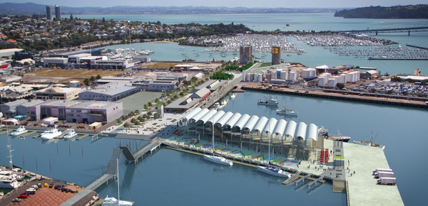 Wynyard Quarter, with North Wharf on the edge of Jellicoe Harbour